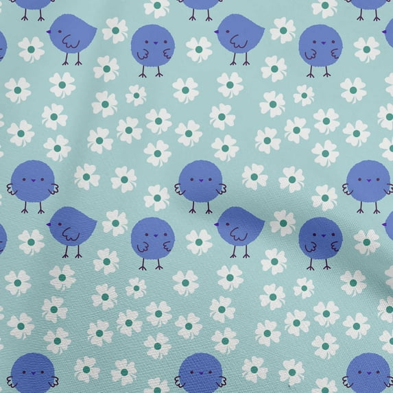 oneOone Cotton Poplin Medium Blue Fabric Kids Dress Material Fabric Print Fabric By The Yard 42 Inch Wide
