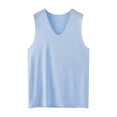 thumbnail image 2 of Summer Casual Tank Tops for Women Men Sleeveless V Neck Stretch Basic T Shirts Workout Gym Running Tee Tops Sky Blue, Size XXXXL, 2 of 3