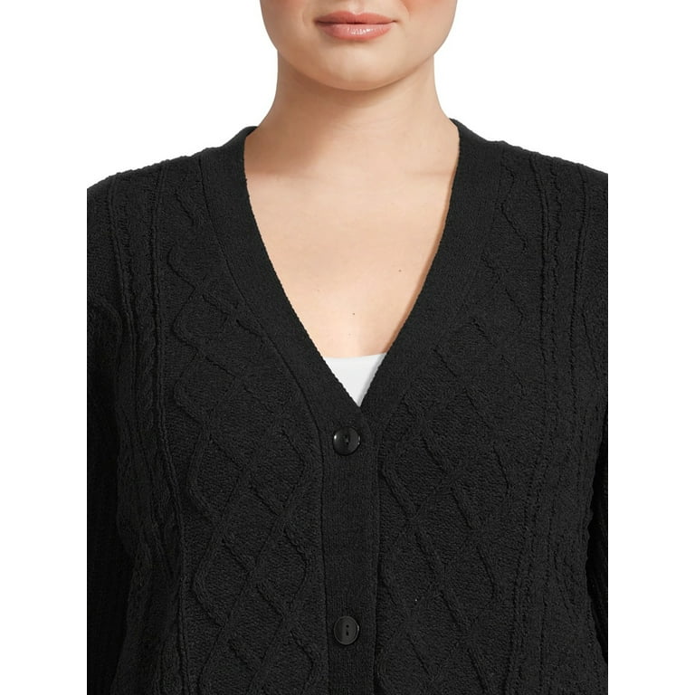 Terra Sky Women s Plus Size Button Front Chenille Cardigan