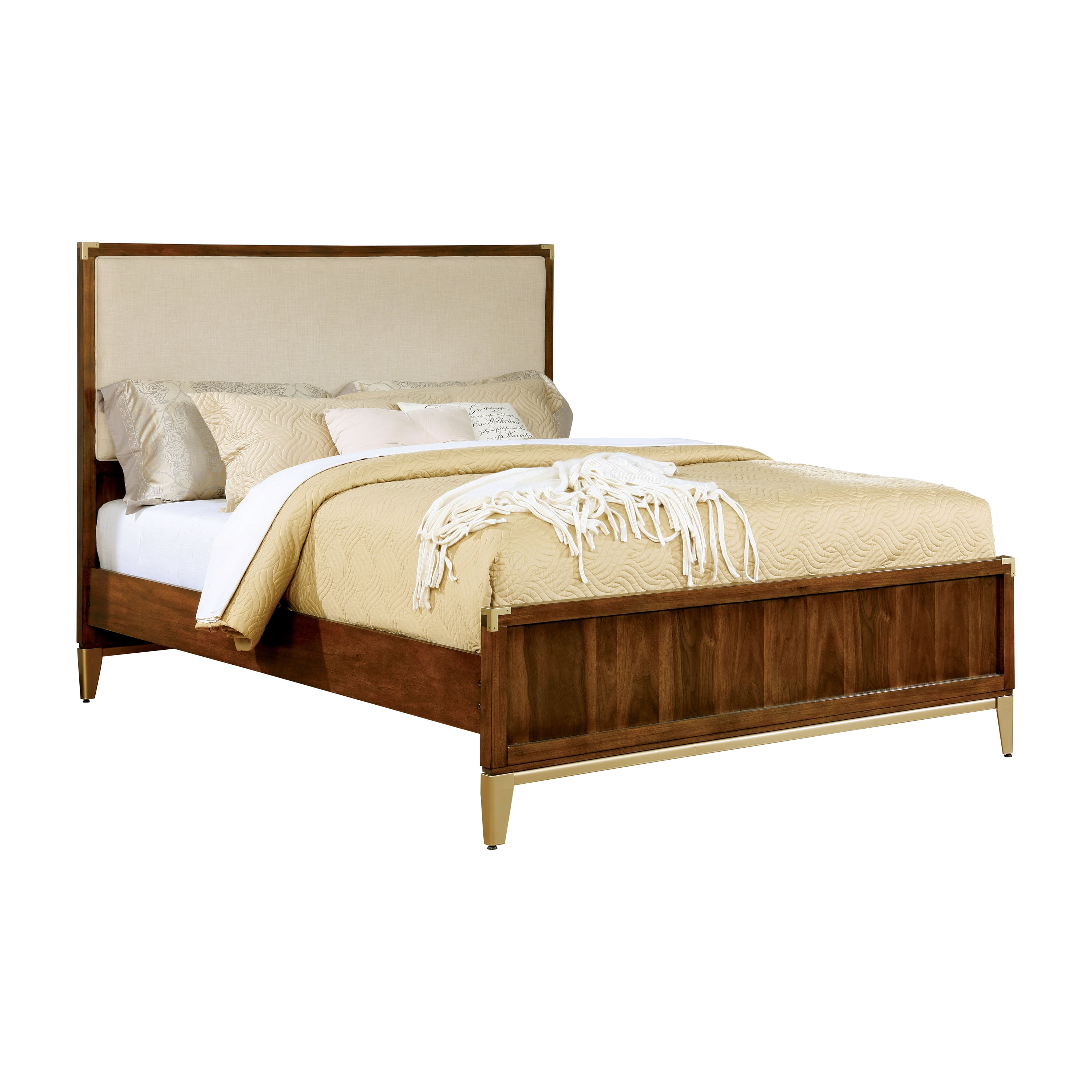 Furniture of America Eilith Platform Bed, California King, Dark Oak, Beige