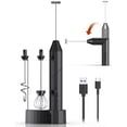 thumbnail image 5 of TAMO Milk Frother Handheld, USB-C Rechargeable Coffee Frother Wand, drink mixer with Charging Base&3 Heads,3 Speeds Adjustable For Latte, Cappuccino, Hot Chocolate, Egg, 5 of 13
