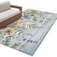 thumbnail image 2 of Area Rug 48×72in, Summer Daisy Lavender Floor Carpet Living Room Rug, Eucalyptus Leaves on Wood Non-Slip Welcome Mat Indoor Rugs for Bedroom Dining Room, 2 of 9