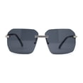 thumbnail image 3 of Mens Luxury Rimless Pimp Baller Rectangle Sunglasses Silver Black, 3 of 4