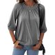 thumbnail image 1 of Camiseta de mujer Ropa de moda Top básico plisado de manga 3/4 para ir de vacaciones, 1 of 1