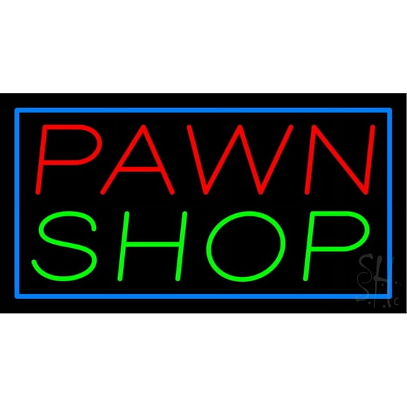 Pawn Shop LED Neon Sign 20 x 37 - inches, Black Square Cut Acrylic Backing, with Dimmer - Bright and Premium built indoor LED Neon Sign for Pawn store interior decor, and stroefront.