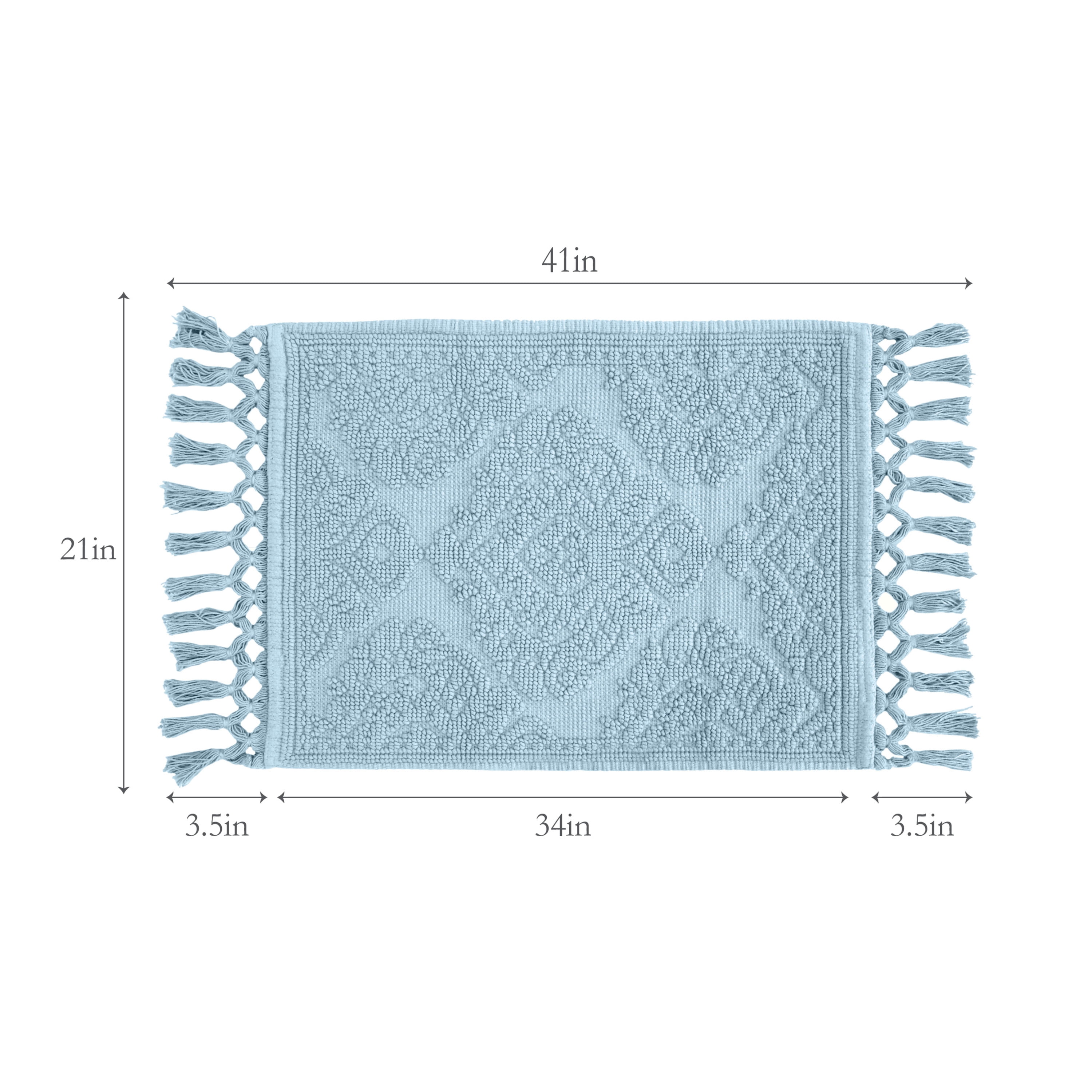 Jean Pierre Ricardo Cotton Fringe 21 x 34 in. Bath Rug, Light Blue