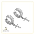 thumbnail image 6 of BEBERLINI Men Cross Pendant CZ Huggie Hoop Earrings Silver Stainless Steel Jewelry Gift, 6 of 6