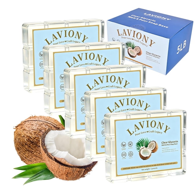 Base de jabón LAVIONY de glicerina transparente 2,3 kg, vegana y orgánica