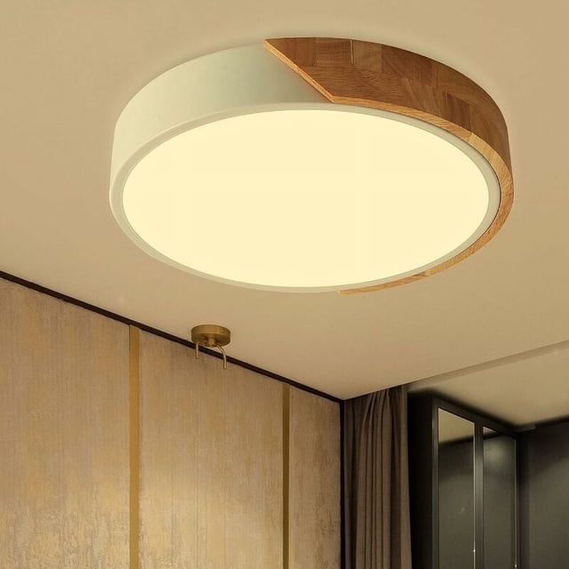 Lámpara de techo LED moderna, luz empotrada de acrílico resistente a altas temperaturas para iluminación interior de amplia aplicación, estilo de madera minimalista con eficiencia energética y vida