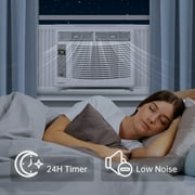 PhiloDeco 6000 BTU Window Air Conditioner Cool to 250 sq ft Intelligent, LED,Remote Control, Easy to Clean Filter Screen, Can Be Used as a Dehumidifier/Fan, Operates Quietly, and is Energy-Saving