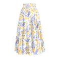 thumbnail image 4 of Women’s Floral Print Tiered Maxi Skirt with Elastic Waist and Drawstring Pockets Lightweight Flowing Design for Everyday Wear Light Purple L, 4 of 5