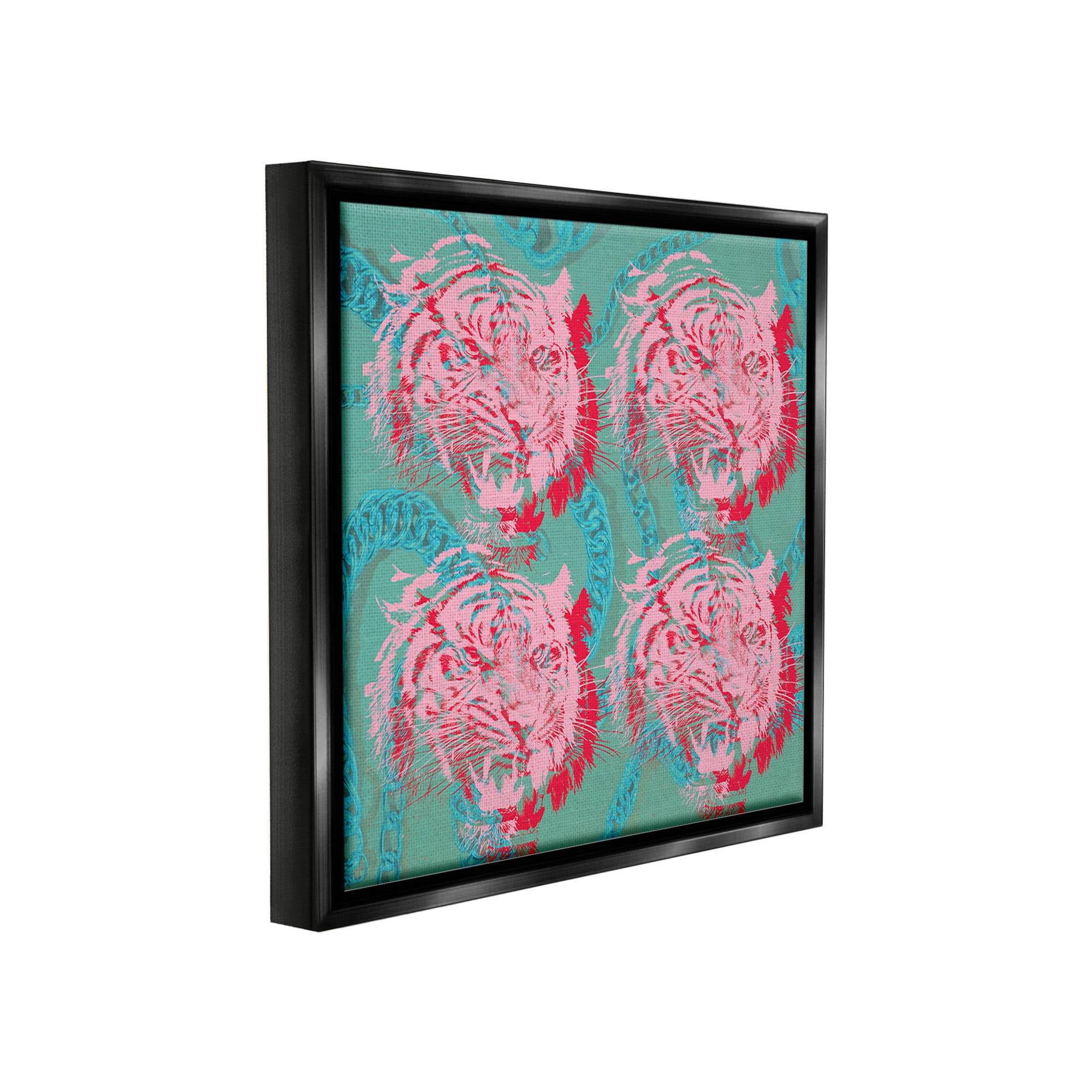 Stupell Industries Abstract Tigers Pattern Animals & Insects Painting Black Floater Framed Canvas Art Print Wall Art, 18 x 18