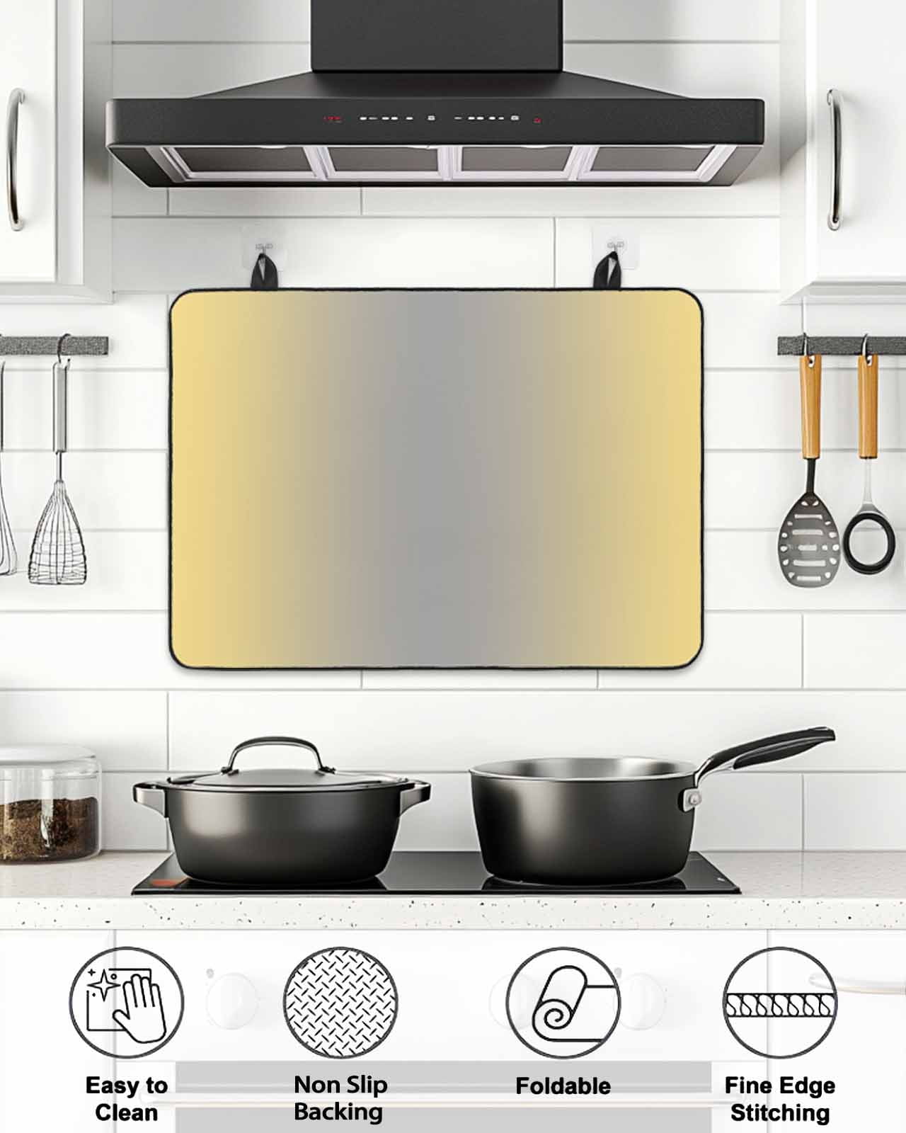 Stove Top Covers for Electric Stove, Yellow Gray Ombre Glass Stovetop Cover Protector, Modern Gradient Abstract Art Induction Cooktop Protector Oven Mat for Kitchen Countertop 28.5"x20.5"