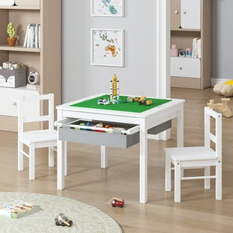 Your Zone Child 3-Piece White Table and Chairs Set for Ages 1 to 5