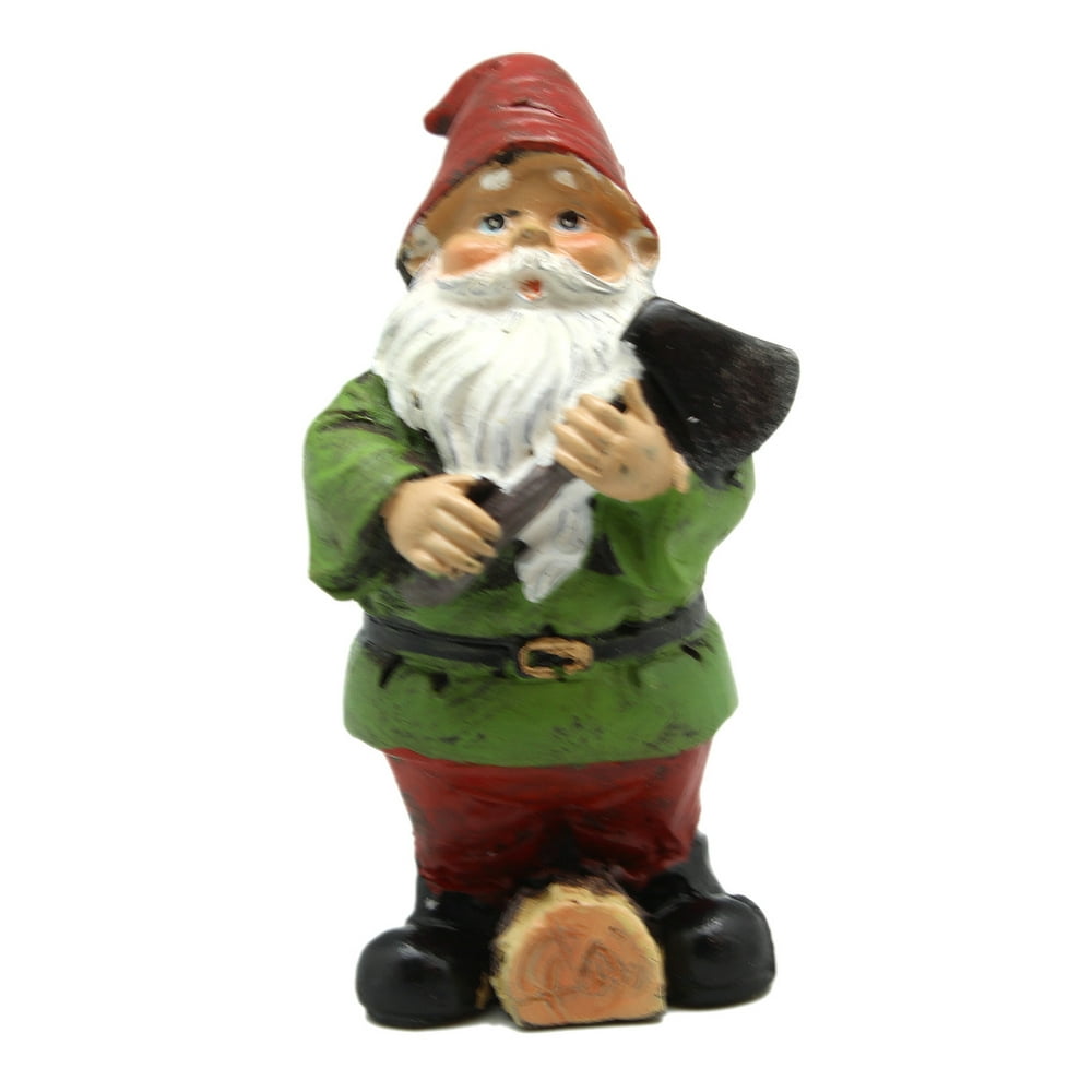 Jolly Bearded Gnome Holding an Axe Figure: Red and Green Clothes - By ...