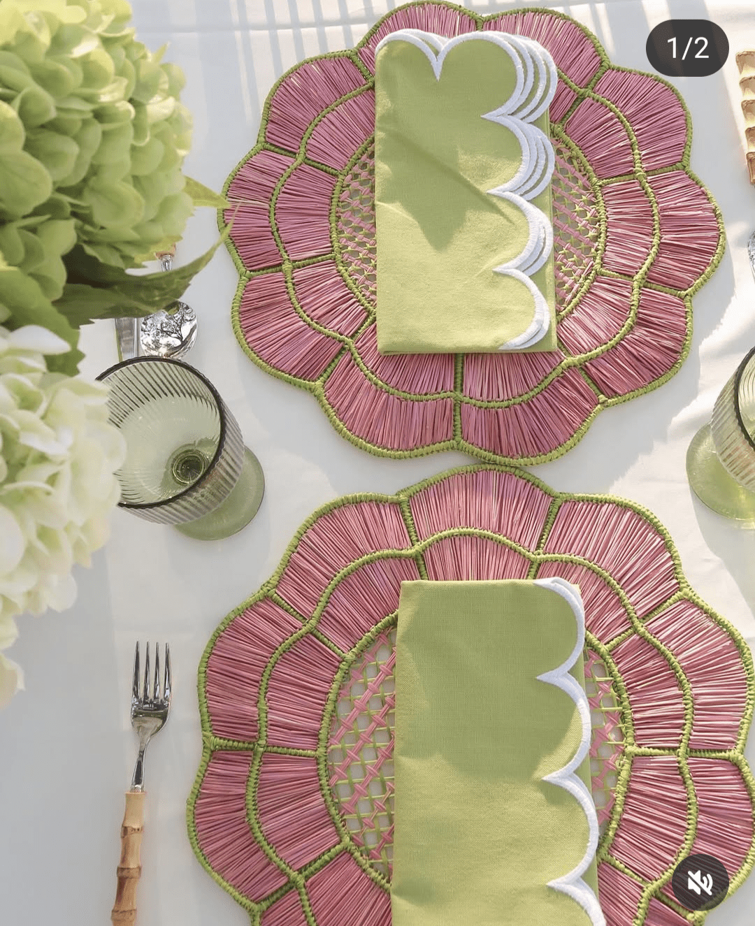 Blush Bloom Handwoven Placemat – Pink Iraca Palm Straw Table Decor