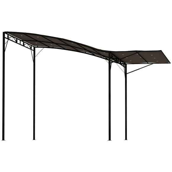 Outsunny 10x8ft Metal Gazebo with Extendable Side Awning Shelter Sun Shade