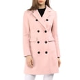 thumbnail image 2 of INSPIRE CHIC Women's Notched Lapel Collar Double Breasted Mid Length Overcoat, 2 of 7