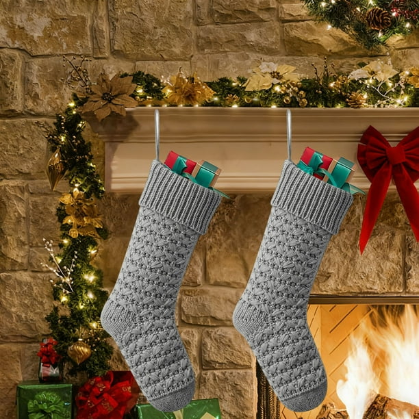 CaiYueKe Large Christmas Stocking Hanging Socks for Fireplace Mantel Holiday Decorations Xmas Sock Gift Bag Party Supplies Home Festive Ornament Storage