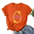 thumbnail image 2 of Easter Short Sleeve Round Neck Shirts Women Casual Cute Print Tee Summer Lightweight Pullover Tops (L, C Orange), 2 of 3