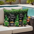 thumbnail image 4 of St. Patrick's Day Outdoor Waterproof Pillow Covers, Spring Lucky Shamrocks Green Gnomes Black Decorative Square Throw Pillowcase Sofa Cushion Sham for Patio/Couch/Chair, 18"x18" 2 Pack, 4 of 8