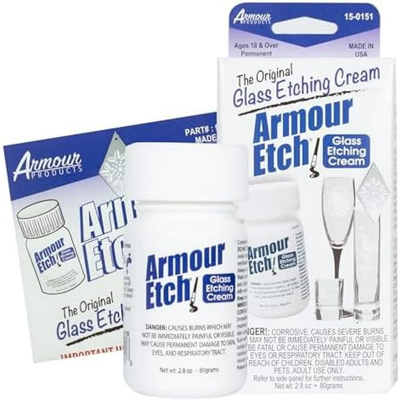 Glass Etching Cream - Create Stunning Designs on Glass Surfaces - Etching Cream for Glass by Armour Products - 2.8 oz Net Weight$$Art & Craft