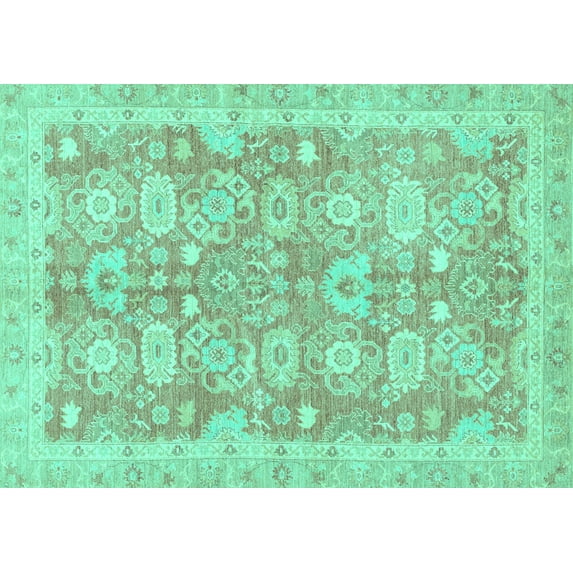 Ahgly Company Indoor Rectangle Abstract Turquoise Blue Modern Area Rugs, 2' x 5'