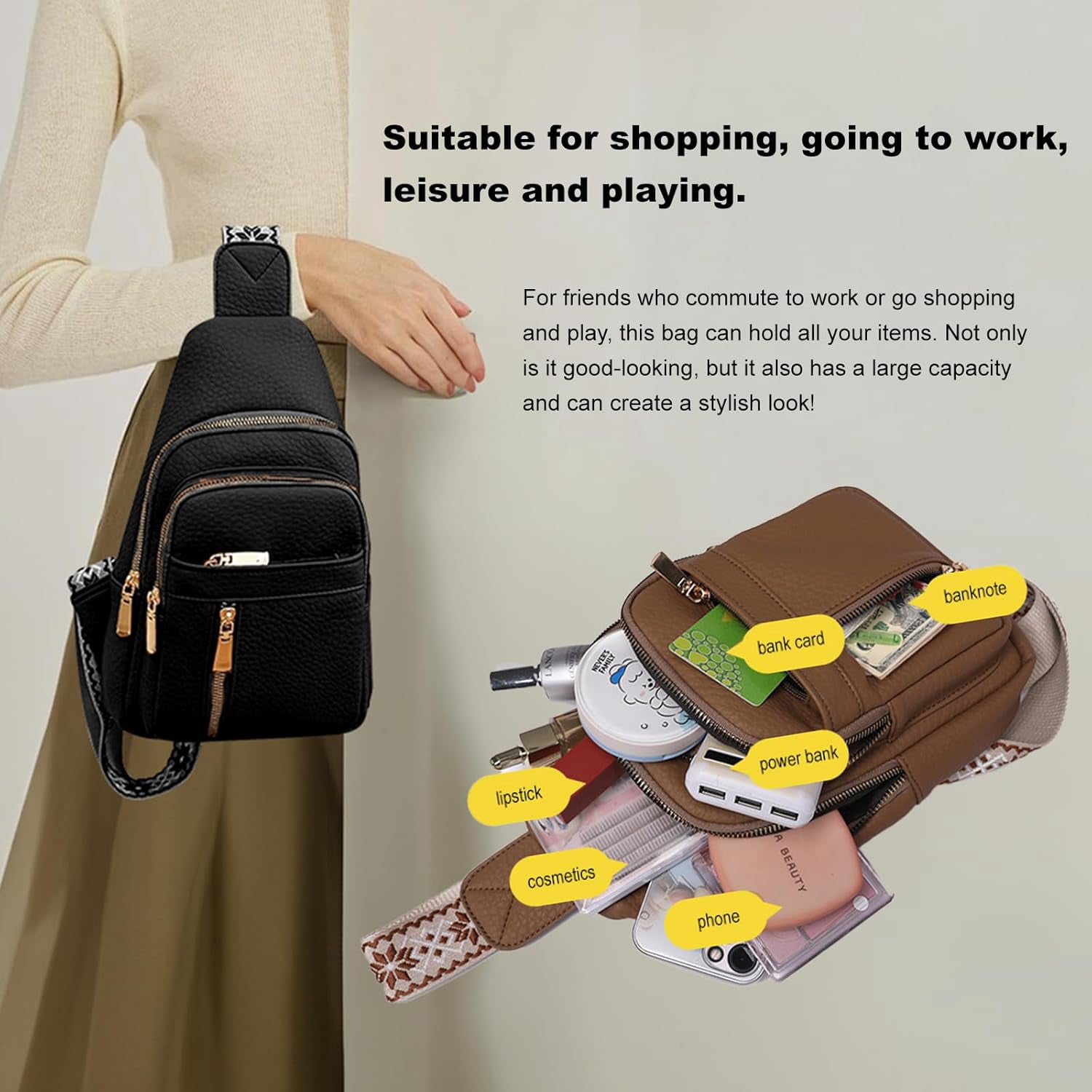 2025 Crossbody Bag,Travel Small Sling Bag Crossbody Bags for Women-Vegan Leather Fanny Pack Crossbody Bags for Women