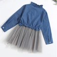 thumbnail image 4 of Enfants Bébé Filles Denim Robe Enfant en Bas Âge Tulle Bouton Robes Automne Hiver Robe de Mode Décontractée pour 2-8 Ans, 4 of 6