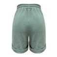 thumbnail image 7 of Shorts For Women Women's Fashionable And Casual Solid Color Elastic Waist Cotton Linen Sports Five Point Pants Shorts, 7 of 7