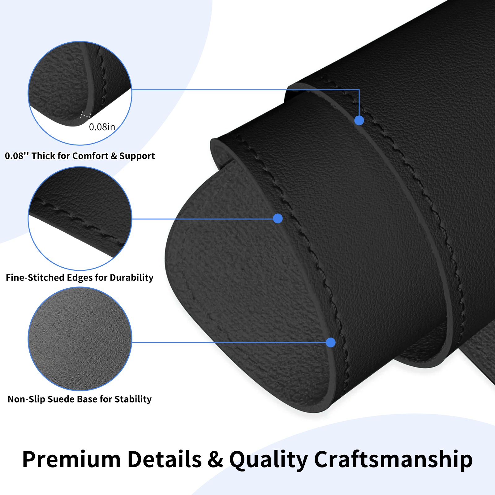Xueyu 31.5" x 15.7" Black PU Leather Desk Pad photo 7