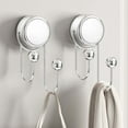 thumbnail image 4 of Clear Suction Cup Hooks for Shower, Bathroom, Kitchen, Glass Door, Mirror, Tile - Loofah, Towel, Coat, Bath Robe Hook Holder for Hanging up to 15 lbs - Rustproof Chrome Stainless Steel, 4 of 9