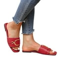 thumbnail image 4 of asddcavvf Women's Casual Flat Bottom Square Button Solid Color Large Comfortable Sandals, 4 of 4