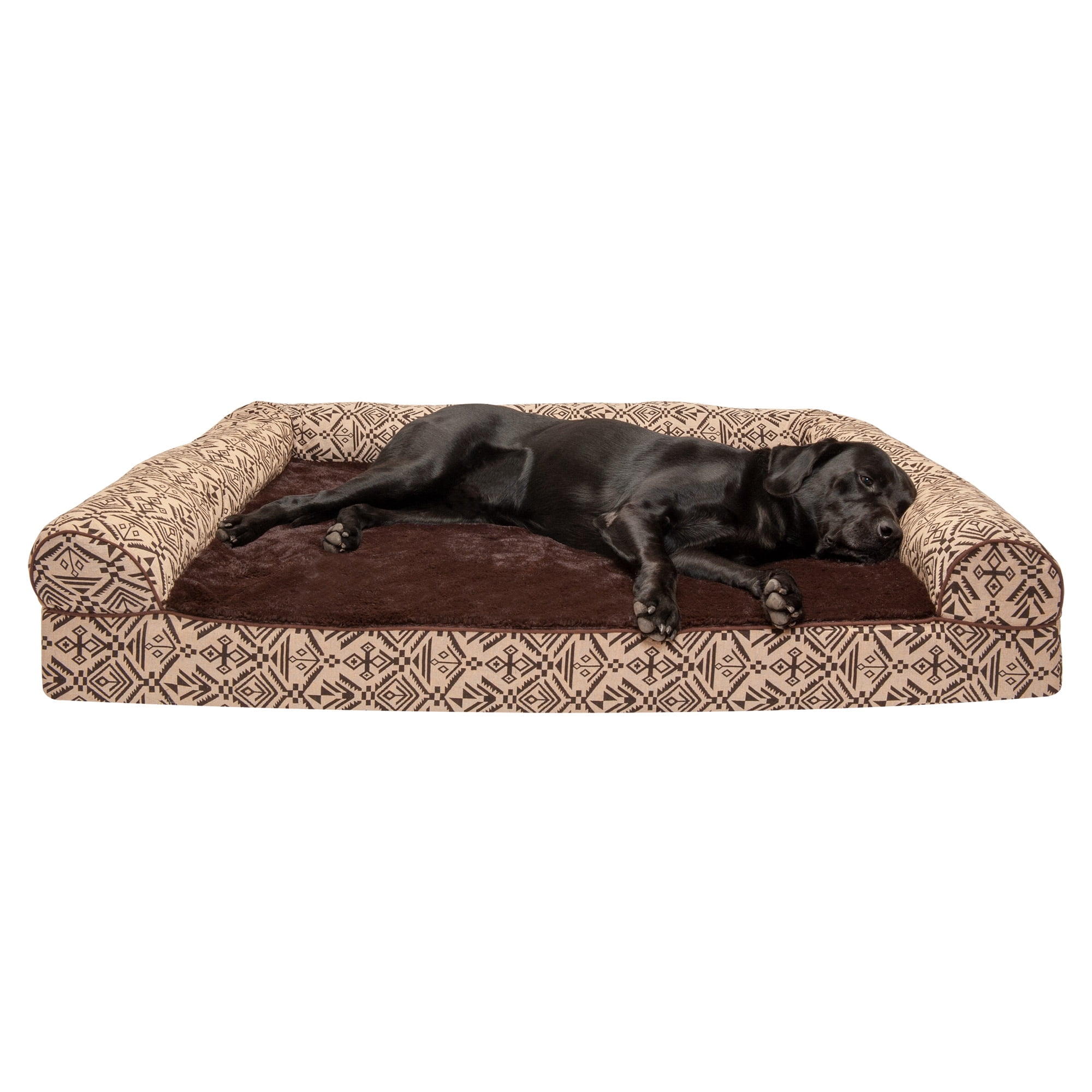 FurHaven Pet Dog Bed | Orthopedic Southwest Kilim Sofa-Style Couch Pet Bed for Dogs & Cats
