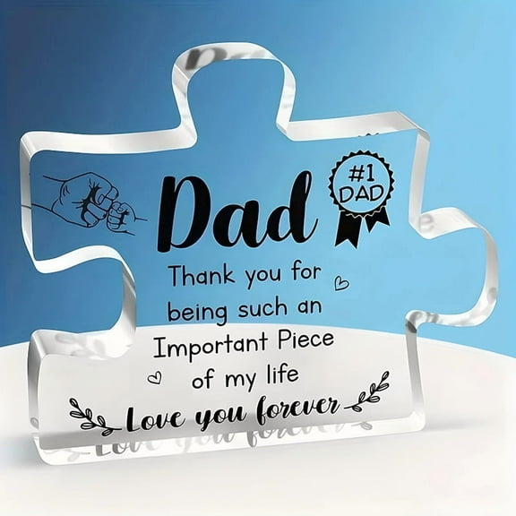 Gifts for Dad - Delicate Dad Birthday Gifts from Daughter Son - Acrylic Block Puzzle Piece Decorations - Thanksgiving Christmas Birthday Gifts for Dad, Ideas