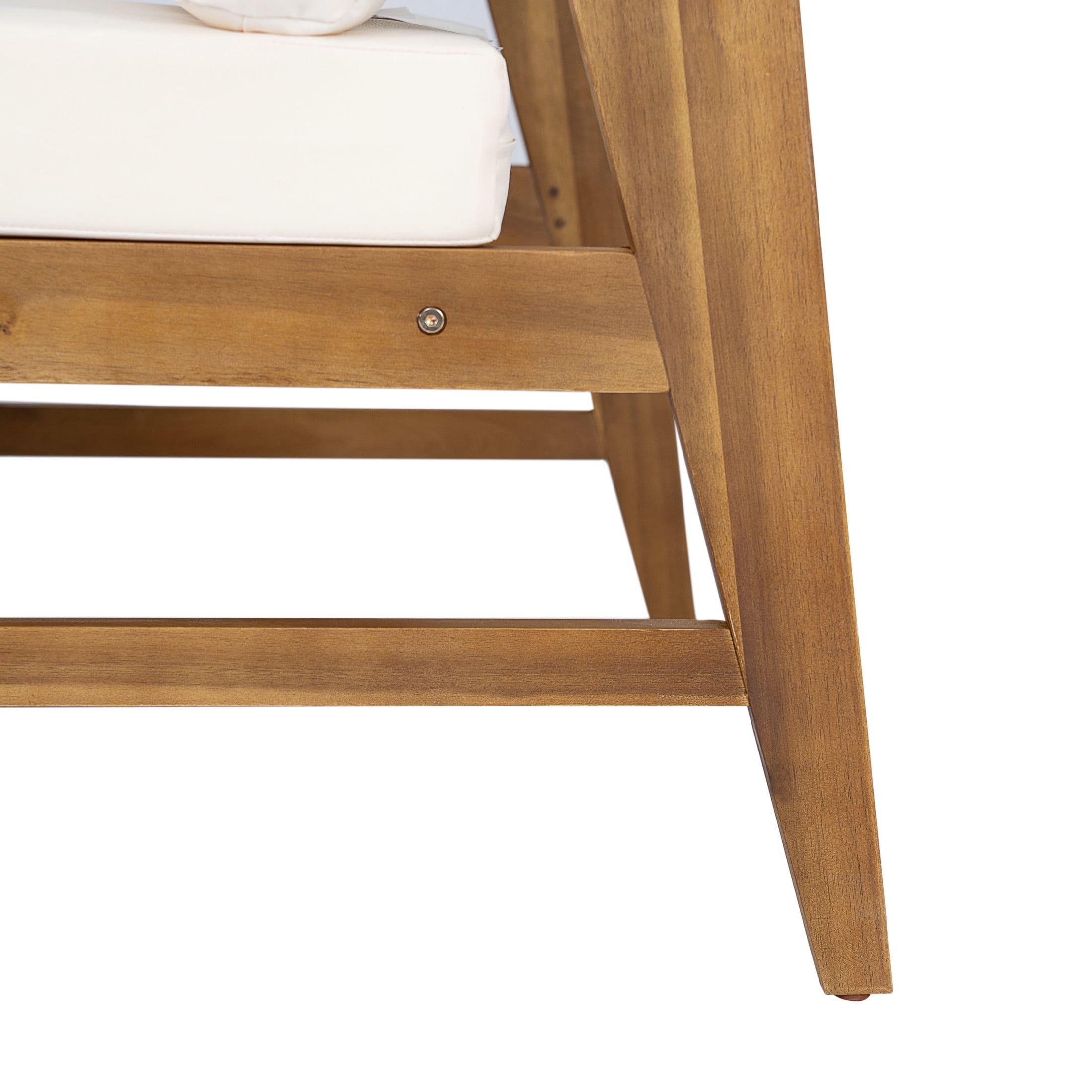 Christopher Knight Home 4-Piece Outdoor Patio Deep Seating Conversation Set, Cream Cushions, Acacia Wood Frame, Teak