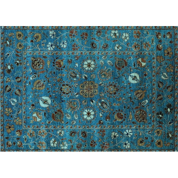 Ahgly Company Indoor Rectangle Oriental Light Blue Traditional Area Rugs, 8' x 12'
