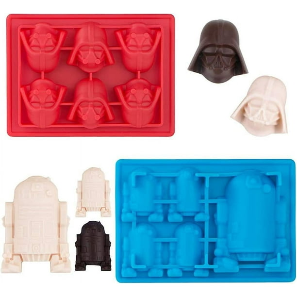 Moldes de silicona para dulces de chocolate para fanáticos de Star Wars, molde de Darth Vader y R2-d2 para gelatina, decoración de pasteles, caryón, pudín, cera, cubitos de hie
