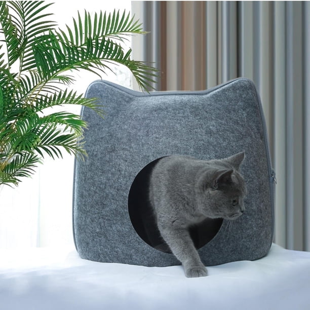 Cama acolchada para , camas extraíbles para para suministros para mascotas de interior con cremallera, tienda pequeña lavable para , oscuro Colco Cueva de la cama del gato