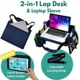 thumbnail image 2 of Cerizona Travel Lap Desk - Travel Tray,  Portable Lap Desk for Car, Remote Work, Trips, School - Storage Pockets, Laptop Tablet Sleeve, Adjustable Carrying Strap - Fits up to 15.6-Inch Laptop (Navy), 2 of 8