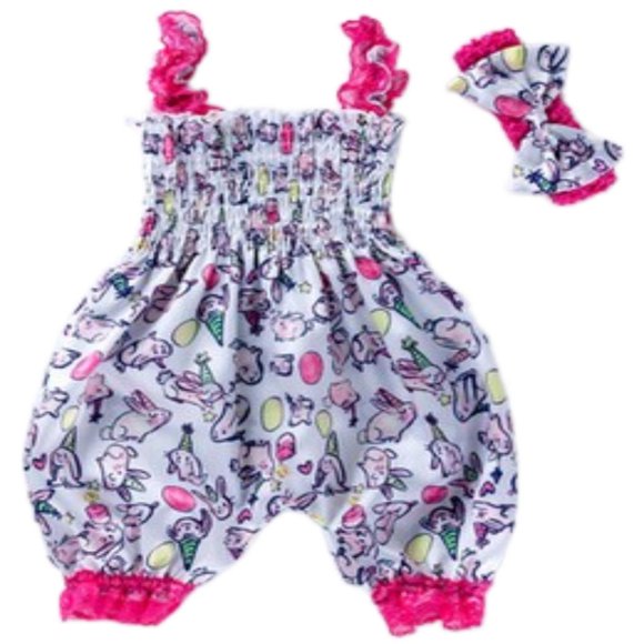 ITFABS Bébé Fille Casual 2Pcs Costume, Imprimé Bande Dessinée Sling Romper + Casque