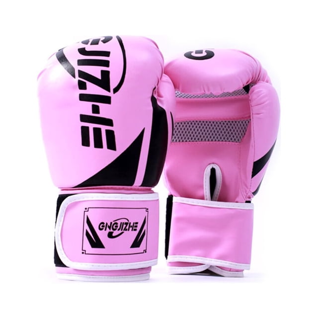 Youkk 1 Pair Women Men Portable Boxing Gloves Training Practice Adjustable Punching Mitts Hand Protector Sports Gears Accessories Pink 12oz