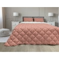 thumbnail image 1 of Moroccan Comforter & Sham Bedding Set, Repetitive Tile Inspired Floral Motif, 3 pcs Duvet Set Microfiber Filling Quilt, 5 Sizes, Champagne Vermilion, by Ambesonne, 1 of 4