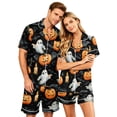 thumbnail image 2 of Festively Fun Couples Matching Halloween Pajamas Short Sleeve Button Front Shirt and Shorts Sleepwear Sets for Men and Women, 2 of 5