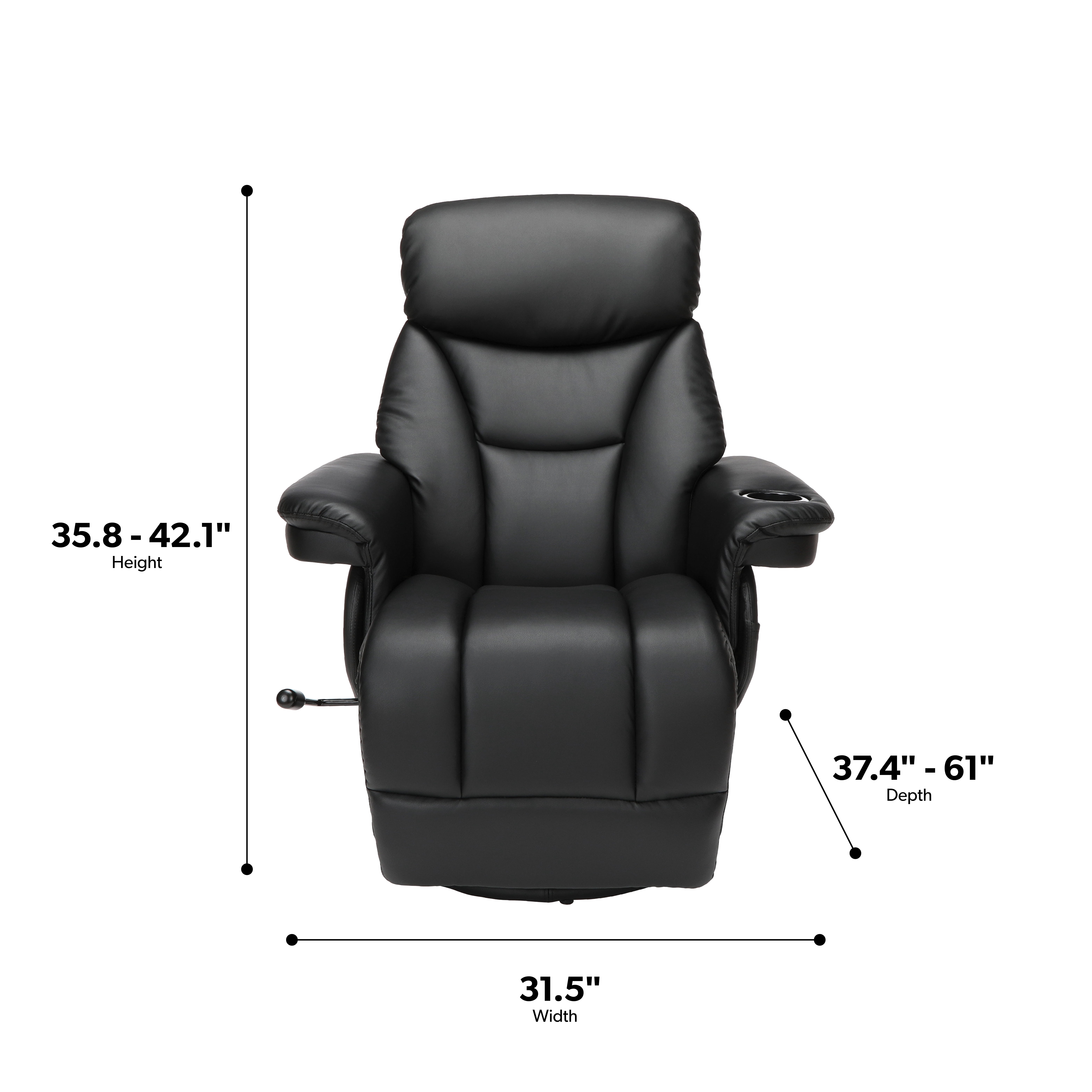 OFM Essentials Collection Home Entertainment Recliner, in Black (ESS-7070-BLK)