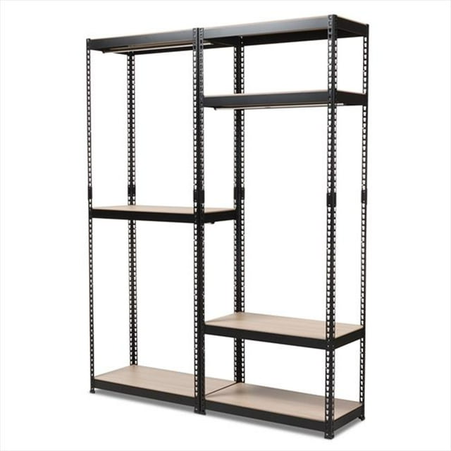 Baxton Studio BH06-BH09-Black-Shelf Gavin Black Metal 7-Shelf Closet Storage Racking Organizer