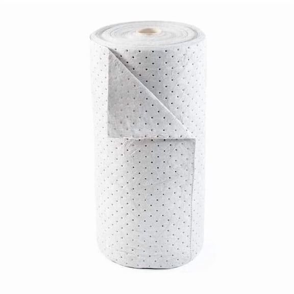 Sorbent Roll, 50 gal, 30 in x 300 ft, Harsh Chemicals, White, Polypropylene