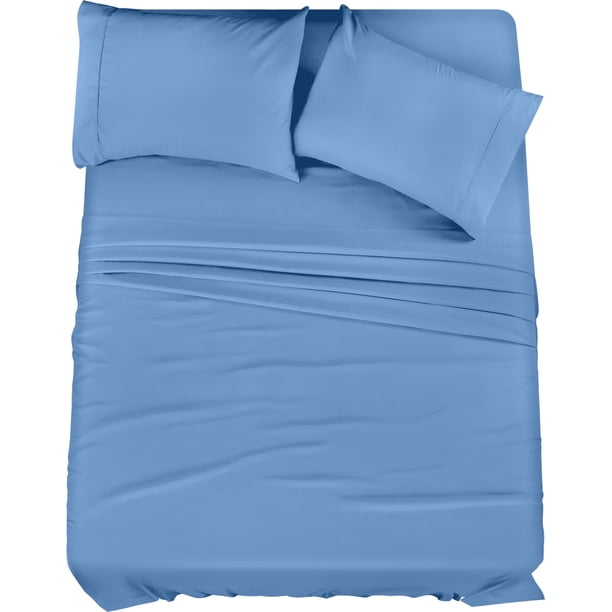 Juego de sábanas Utopia Bedding Queen de microfibra cepillada, azul holandés