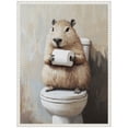 thumbnail image 5 of Kate and Laurel Capybara Angled Holding Toilet Paper Roll Toilet Bathroom Art Framed Canvas Wall Art by The Creative Bunch Studio 18 x 24 Sylvie Beaded White, Whimsical, Animals, Bathroom, Humor Art, 5 of 8