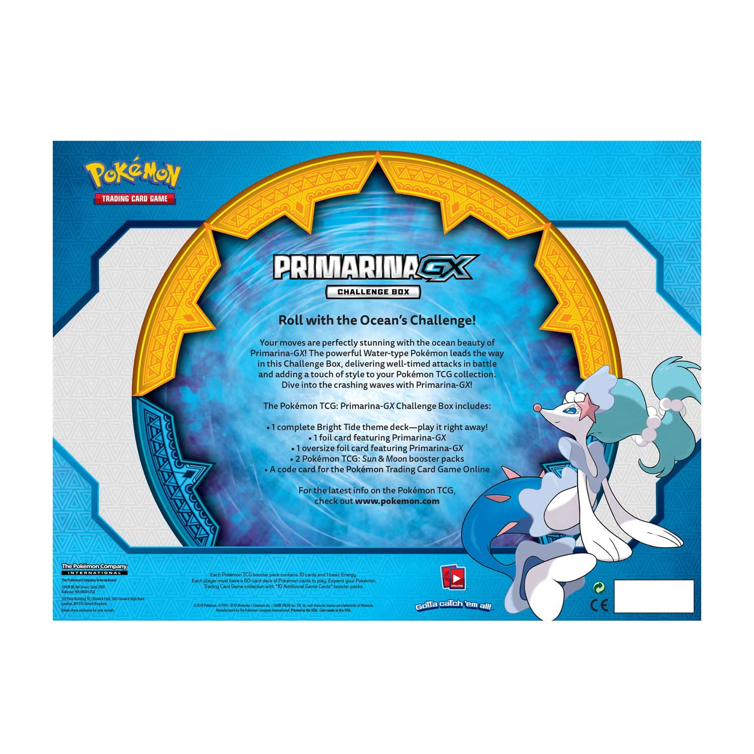 Pokemon Sun And Moon 1 Primarina Gx Challenge Box Walmartcom